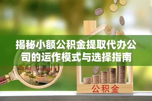 江源揭秘小额公积金提取代办公司的运作模式与选择指南